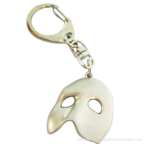 Silver Plated Zinc Alloy Mask Shape Charms Metal Keychains For Souvenir Gifts And Promotions